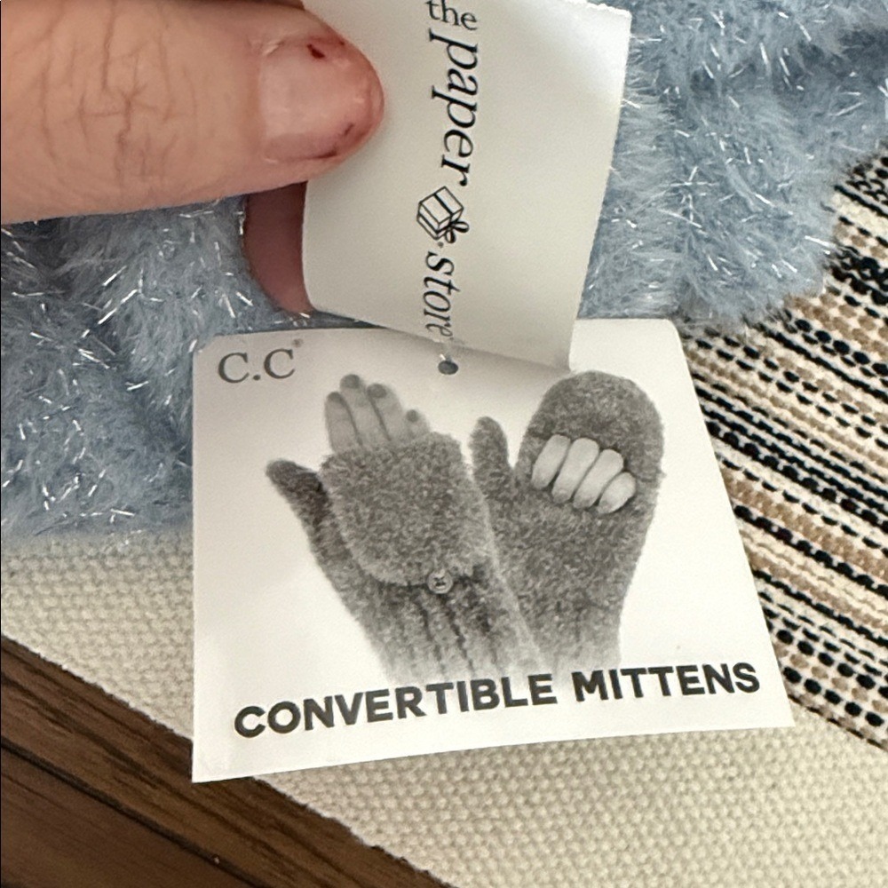 C.C Metallic Eyelash Solid Mitten Winter Glove Mittens Blue NWT - Picture 5 of 7